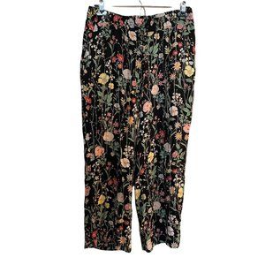 LOFT Floral Ankle Pants - Black Multi